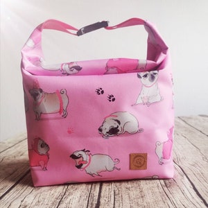 Lunch Bag Mops Motiv – Isolierte Brottasche für Frauen – Thermotasche niedlich & wiederverwendbar – Geschenk für Hundeliebhaber