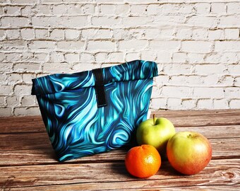 Blauwe boterhamzak - Milieuvriendelijke, voedselveilige lunchtas voor kinderen - Zero Waste cadeau voor de start van het schooljaar - Herbruikbaar stoffen snackzakje