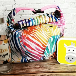 Sac à lunch Zèbre Arc-en-ciel – Sac à pain réutilisable et étanche – Sac à goûter zéro déchet pour l'école et le bureau