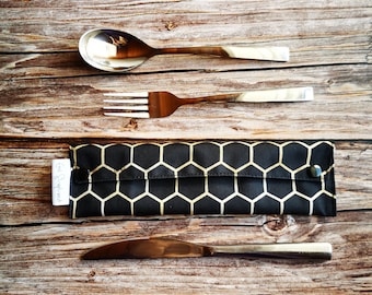 Eco-FriendlyTravel Cutlery Case - Bee Utensil Holder