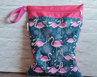 XL wetbag flamingo, 30 cm x 40 cm wet bag, daycare bag waterproof, swimsuit bag
