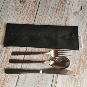 Black travel cutlery case for man, lunch kit
