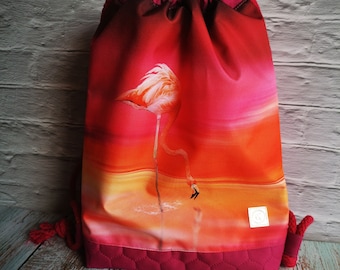 Flamingo pink gym bag backpack, Women's sport bag, pink funny backpack, Fabric bag gym bag backpack, swim bag, travel bag