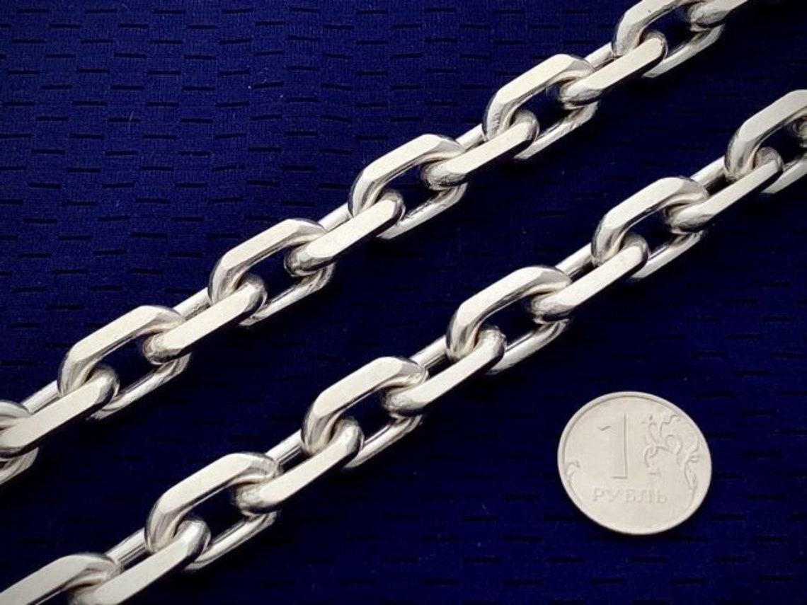 Mens Large Silver Anchor Chain Necklace / Sterling Men Etsy