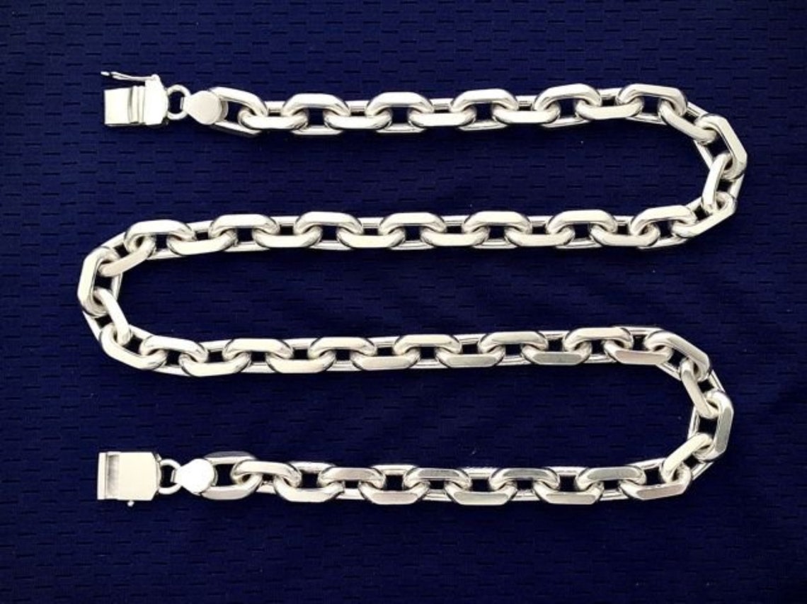 Mens Large Silver Anchor Chain Necklace / Sterling Men Etsy