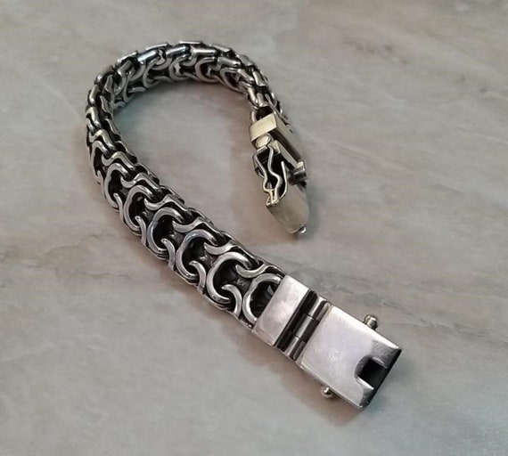 Sterling Silver Mens bracelet 9'' 23 cm 98 grams. Etsy