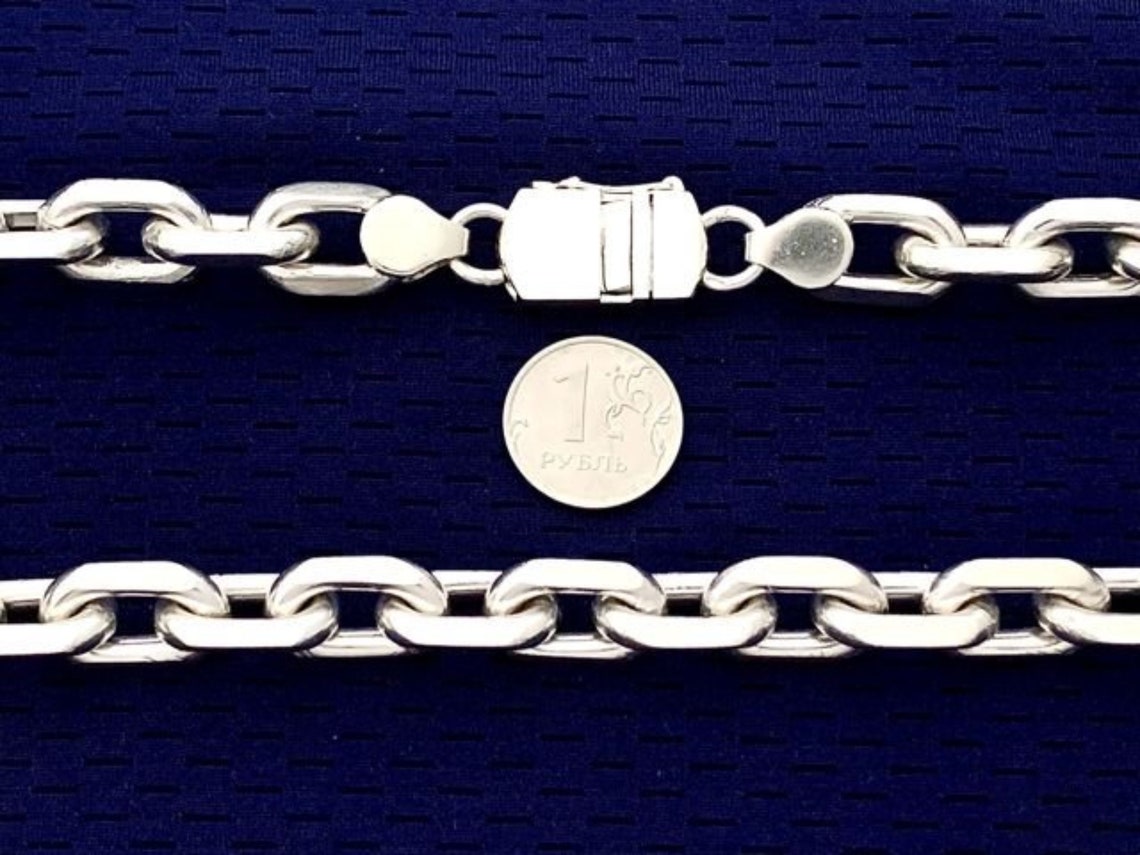 Mens Large Silver Anchor Chain Necklace / Sterling Men Etsy