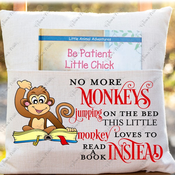 No More Monkeys Jumping On The Bed Sublimation Designs, Monkey Reading a Book PNG Design