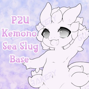 Cute Kemono Sea Slug - kawaii Lineart base - .psd & .png included