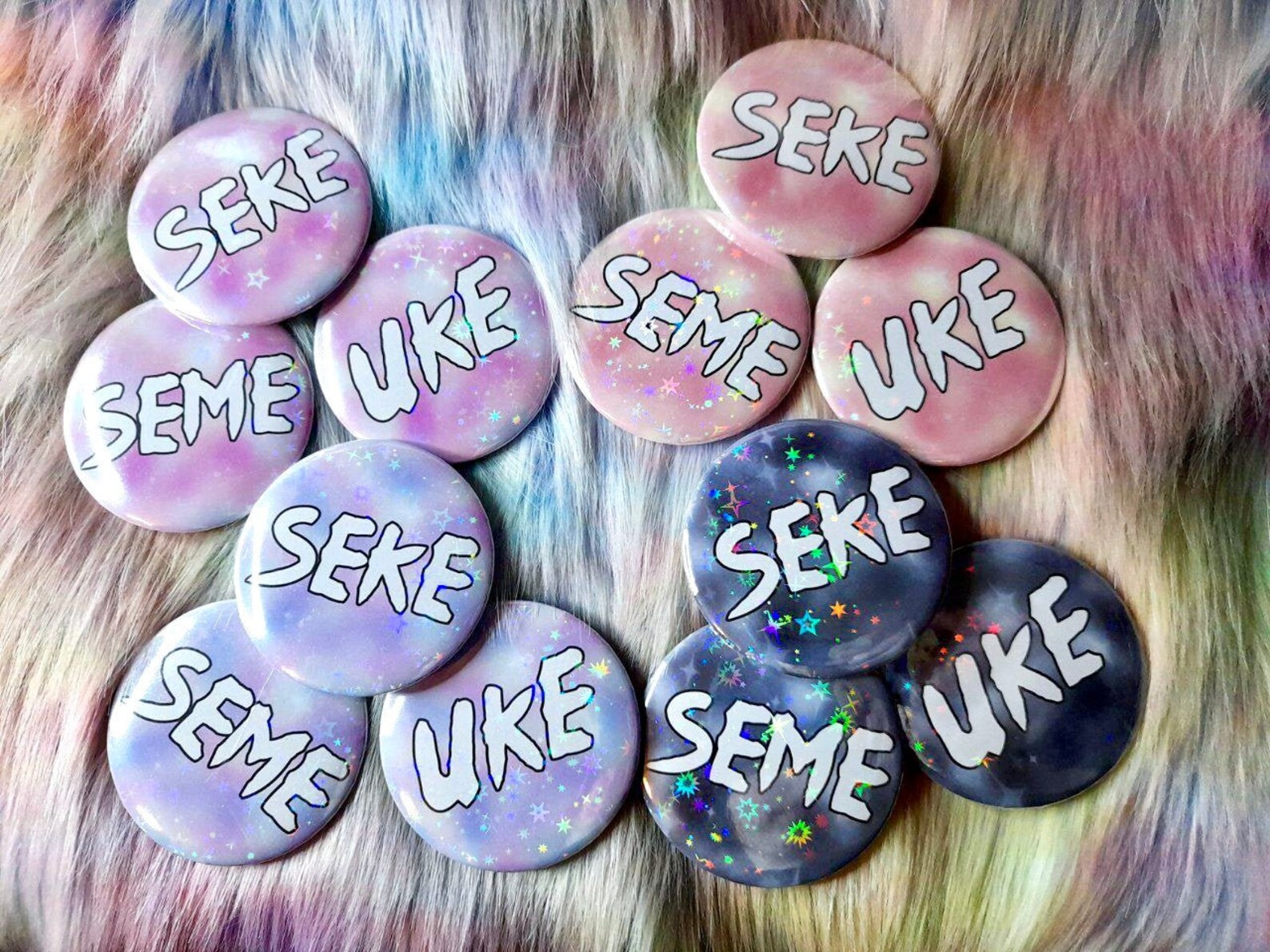 Sparkle Seme Uke Seke Yaoi 58mm Badges Sparkly Sub Dom Etsy