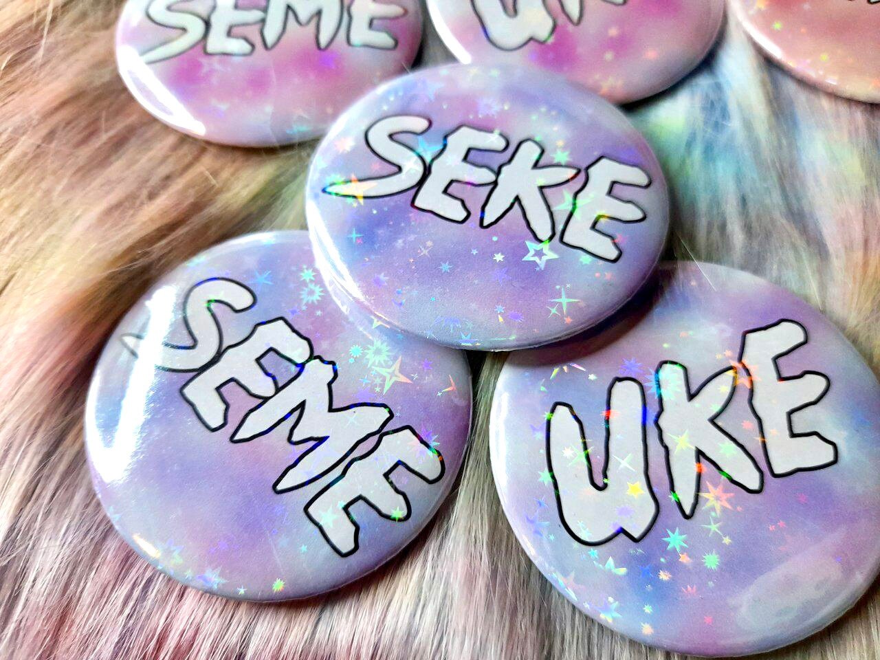 Sparkle Seme Uke Seke Yaoi 58mm Badges Sparkly Sub Dom Etsy