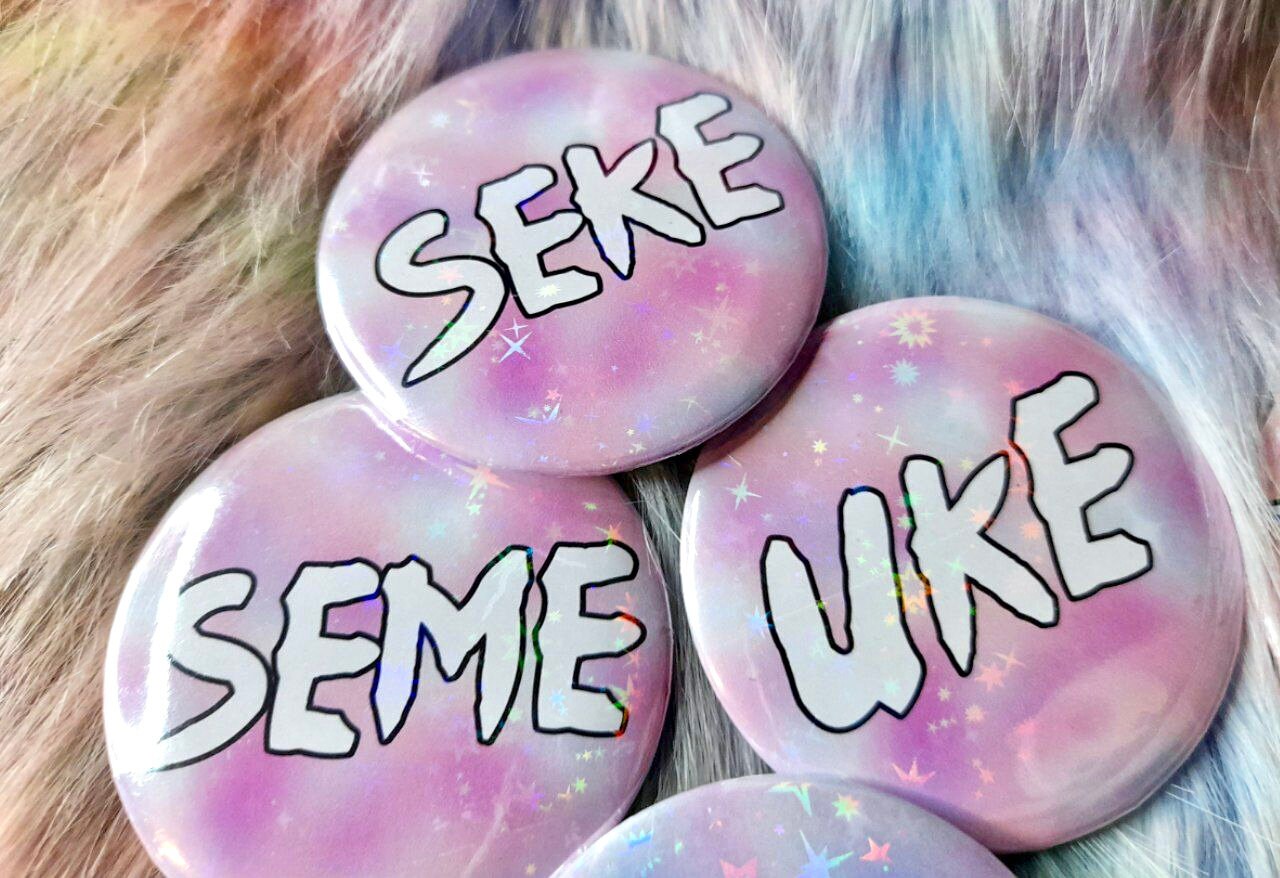Sparkle Seme Uke Seke Yaoi 58mm Badges Sparkly Sub Dom Etsy