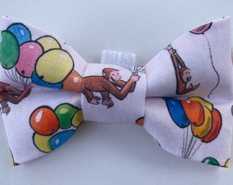 Curious George Birthday Balloons 4” Dog Bow Tie
