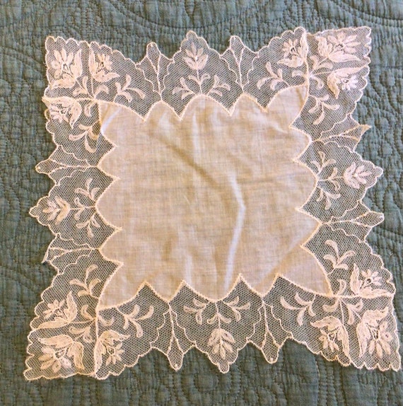 Vintage Lace Trimmed Handkerchief