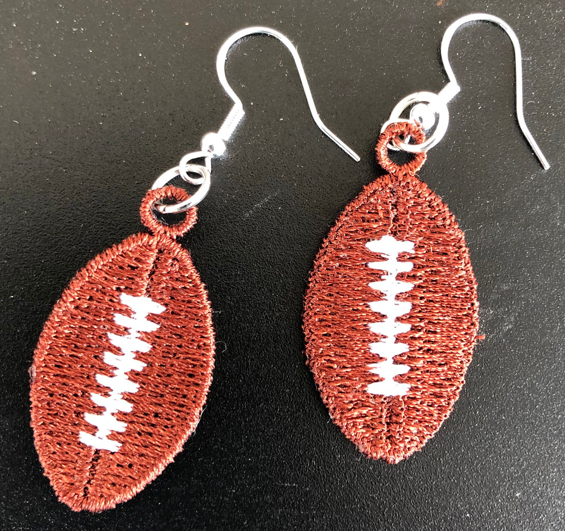 Embroidered Football Earrings Etsy UK