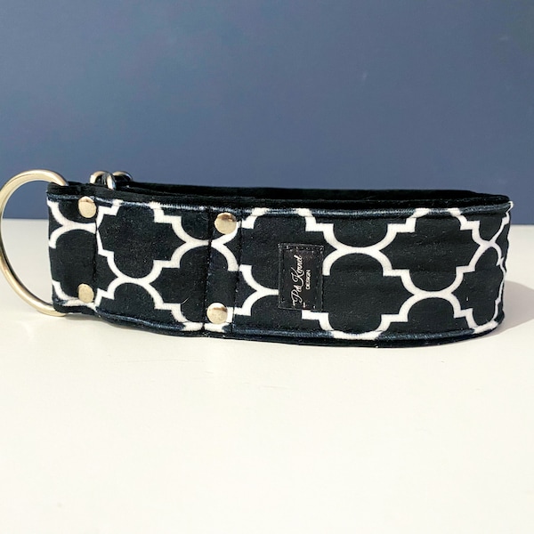 Velvet mosaic Martingale collar, Dog collar,Sighthound collar, Galgo collar, Greyhound collar, Saluki collar, dog collars
