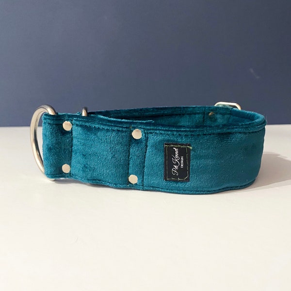 Velvet Emerald Green Martingale collar, Dog collar,Sighthound collar, Galgo collar, Greyhound collar, Saluki collar, dog collars