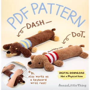 Tax-virkmönster PDF – 2-i-1 handledsstöd för tangentbord och amigurumi-plysch, kontorstillbehör, handgjord plysch, söt presentidé