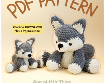 Amigurumi Crochet Pattern PDF – Cute little Wolf, Kawaii Plush Tutorial, DIY Crochet, Handmade Plushie, Digital PDF, Cute Gift Idea