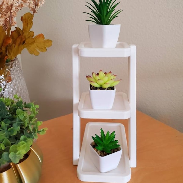 mini succulent stand | 3 tier shelf | Desktop shelf |  plant stand | 3d printed | dorm shelf