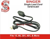 Singer Power Cord 197874-001 (122) Fits 301, 15 Class 401, 403 More See Description