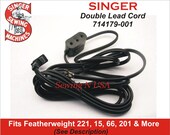 Singer Double Lead Cord 714179-001 (123) Fits Featherweight 221, 15 Class, 66 Class More See Description