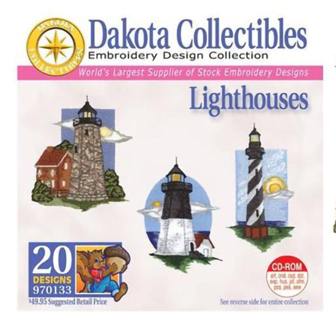 Dakota Collectables Embroidery Design CD 970133 "lighthouses" Includes