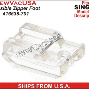 SINGER Compatible Snap On Invisible Zipper Foot 416538701 See In Description