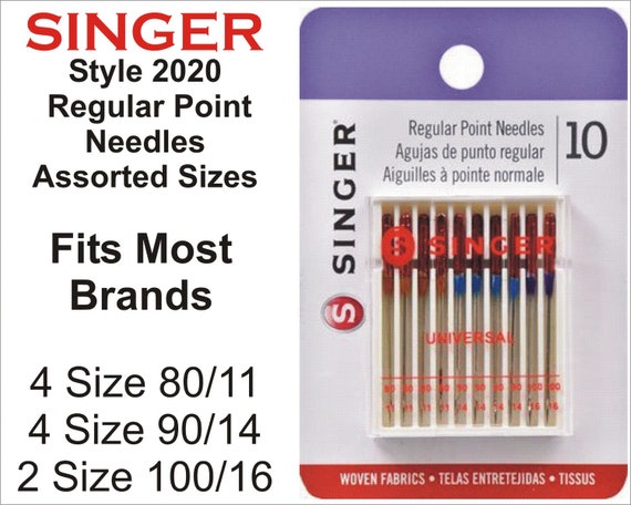 Genuine Singer Needles Style 2020 for Heavy Duty Models Assorted Sizes  80/11, 90/14 and 100/16 for Woven Fabrics 