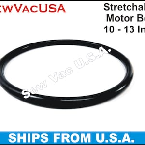 May include: Black rubber stretchable motor belt for sewing machines. The belt is 10 to 13 inches long. Sew Vac U.S.A.