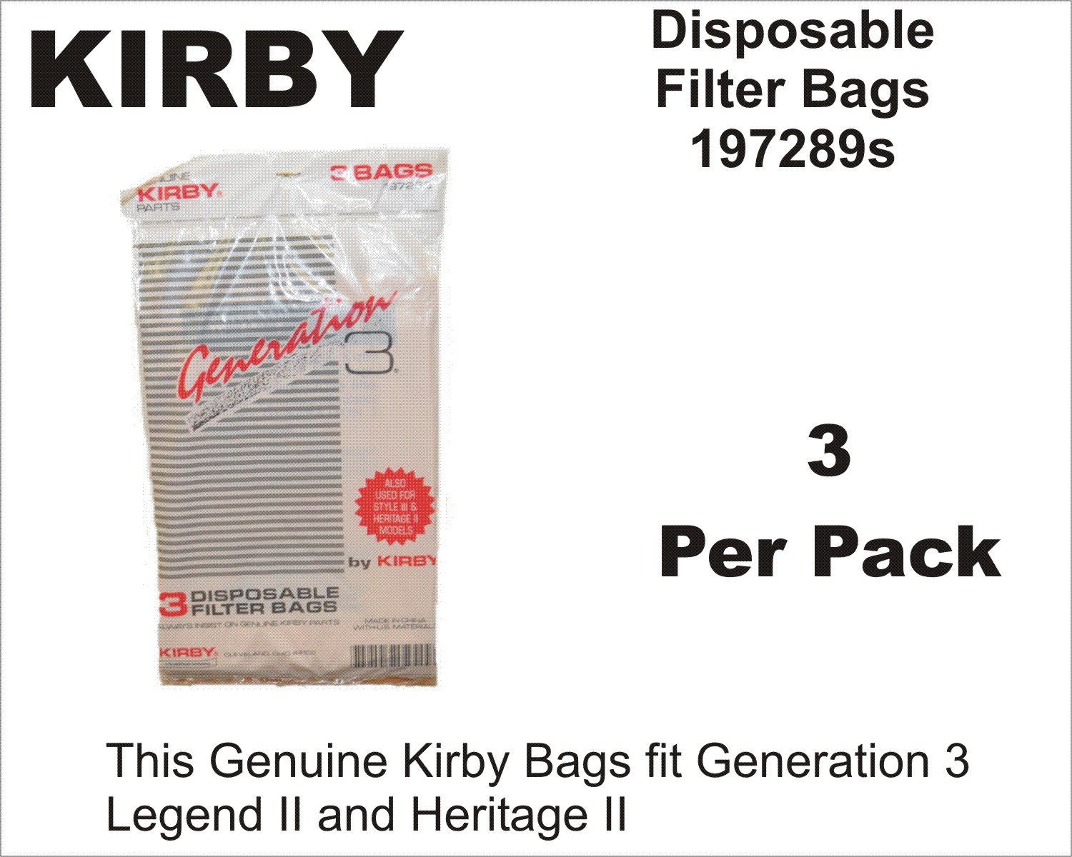 Kirby Vacuum Bags 197289S Fits Generation 3 Legend II & Etsy