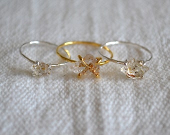Herkimer diamond ring - ring with gemstone - herkimer diamond - silver ring - gold plated silver