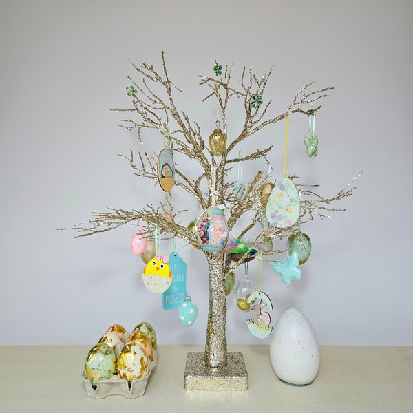 Birch Twig Tree Pre Lit LED, Easter Tree decorated in pastel colours, Easter Centrepiece, Easter TableTop, Spring Tree, Spring Decor