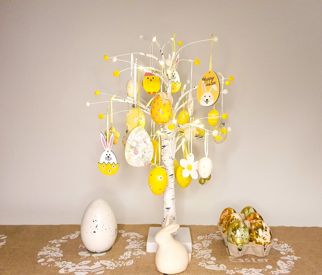 Easter Tree in White LED Lights Easter Tree Decorated With Etsy