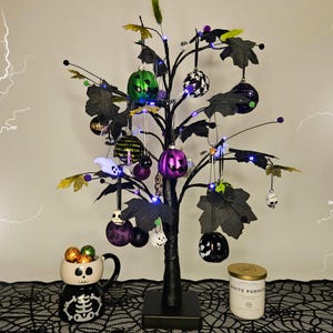 Halloween tree, Halloween baubles, Halloween decorations, Halloween decor, Birch Twig Tree, Autumn decorations, pumpkin decor, indoor tree