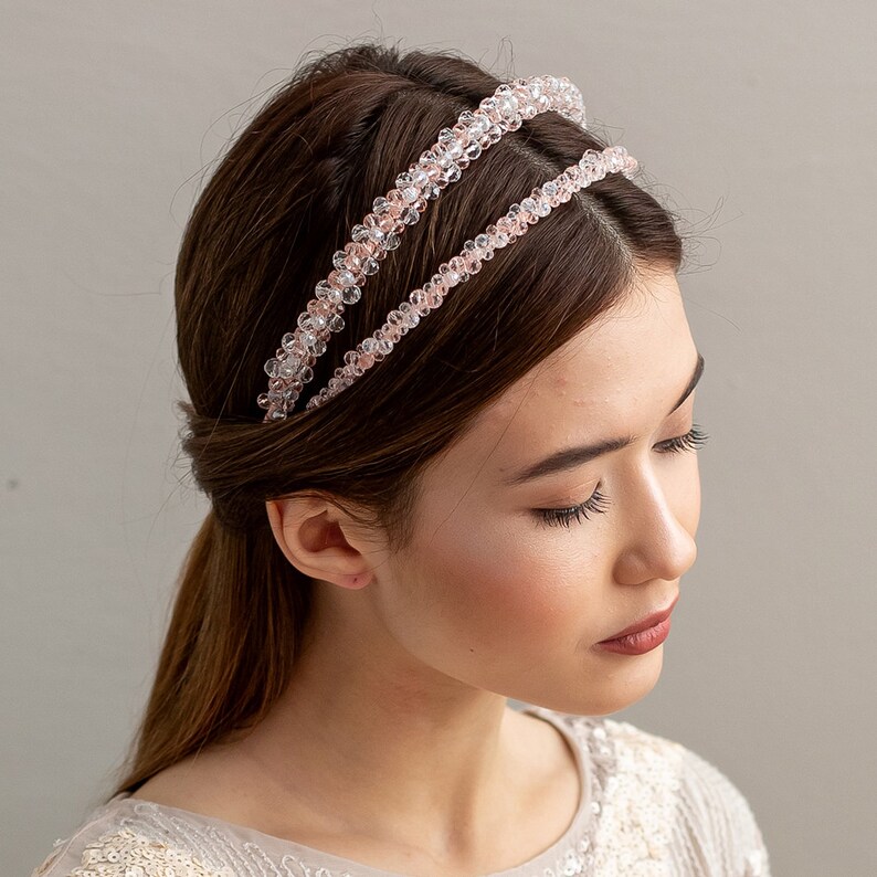 Double headband Crystal headband Bridal tiara Wedding Etsy