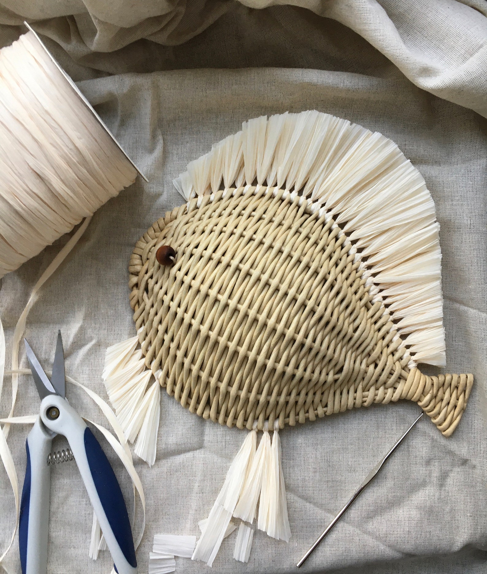 Raffia fish wall decor Raffia wall hanging decor Rattan wall Etsy