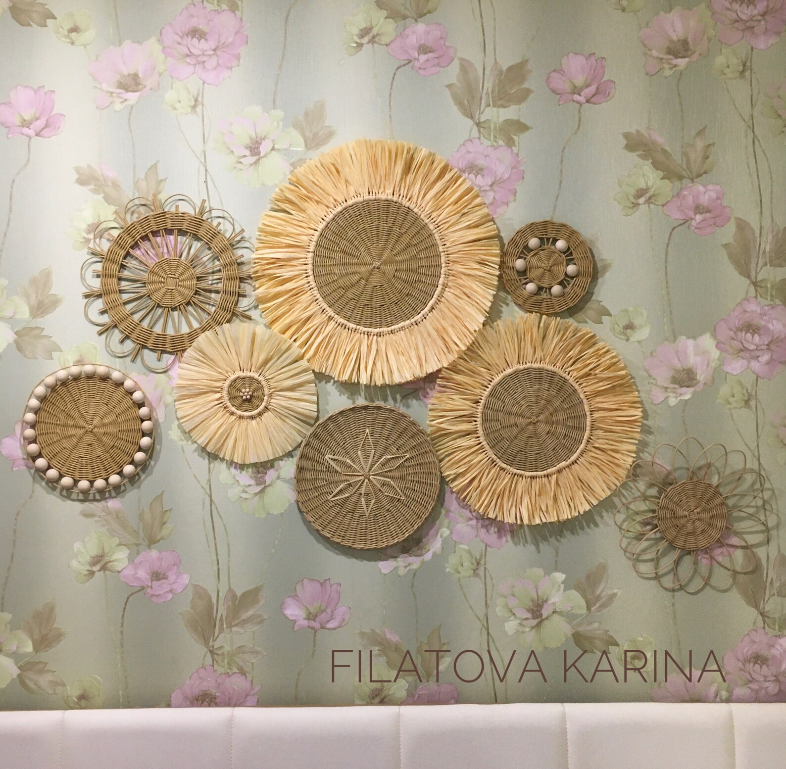 Boho cesta de pared rafia ratán decoración Dulce hogar sala de | Etsy