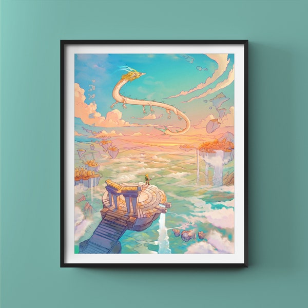 Tears of the Kingdom Artwork Print, The Legend of Zelda, Great Sky Island Fanart