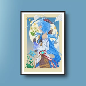 GANYU, GENSHIN IMPACT Fanart original, Gaming Anime Art, Gamer Gift imagen 1