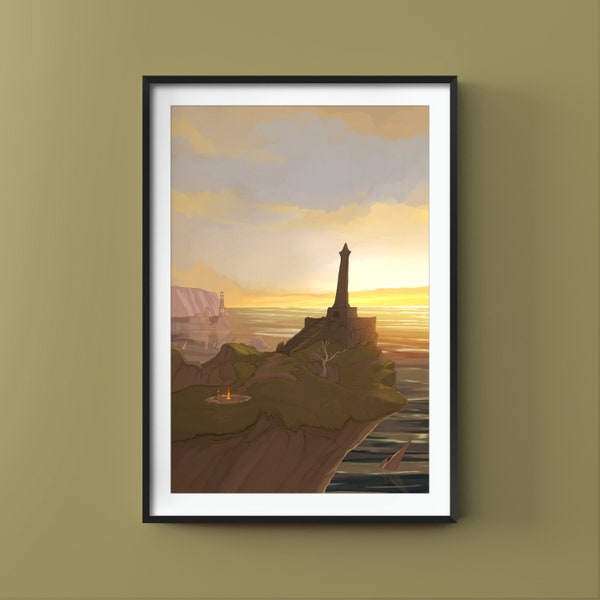 MAJULA, Fanart original de Dark Souls 2, Impresión de videojuegos de bellas artes, Regalo para gamers