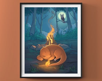 CHARMANDER Kanto Starter Print, Pokemon, Original Fanart, Fine Art Gaming Print