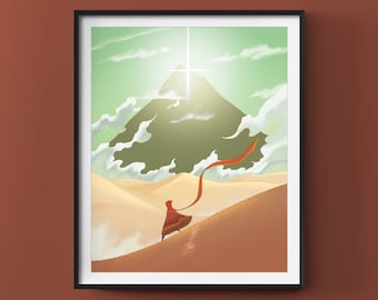 Journey Game Art Print: Minimalist Landscape, Gaming Fanart