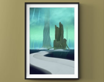 ASH LAKE, Dark Souls Original Fanart, Fine Art Gaming Print, Gamer Gift