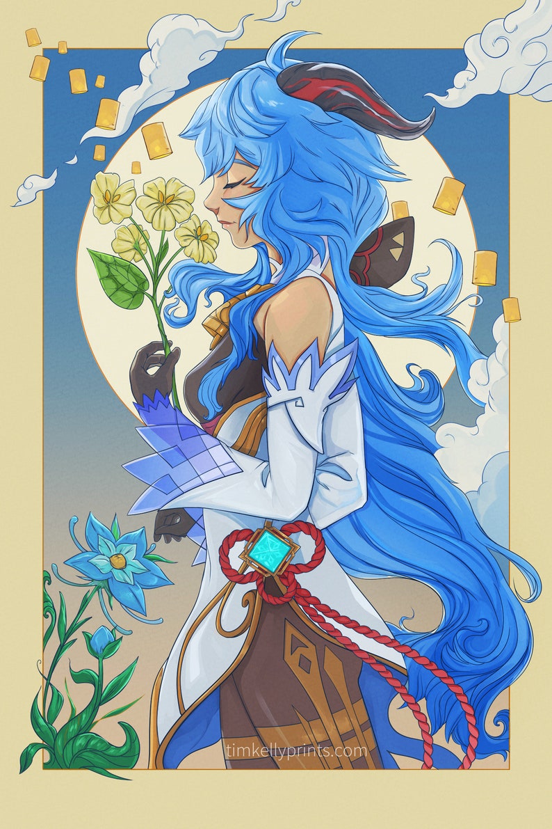 GANYU, GENSHIN IMPACT Fanart original, Gaming Anime Art, Gamer Gift imagen 2