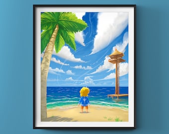 Wind Waker Art Print: Zelda Fanart, Beach Scene