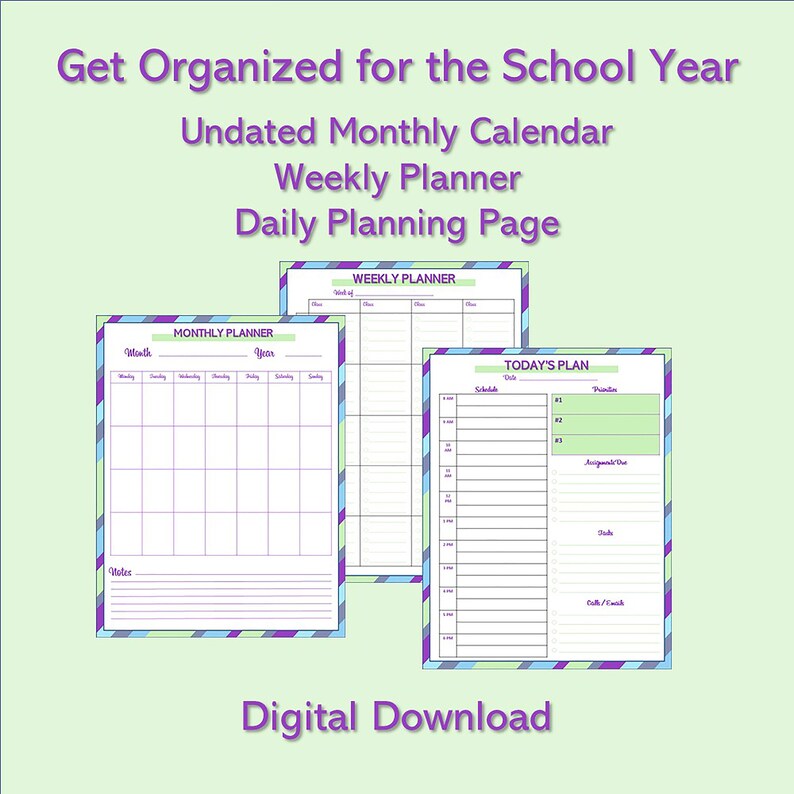 College Student Planner, Printable Organizer for College Student