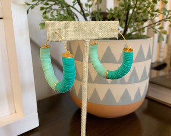 Turquoise “Halfsies” Hoop Earrings