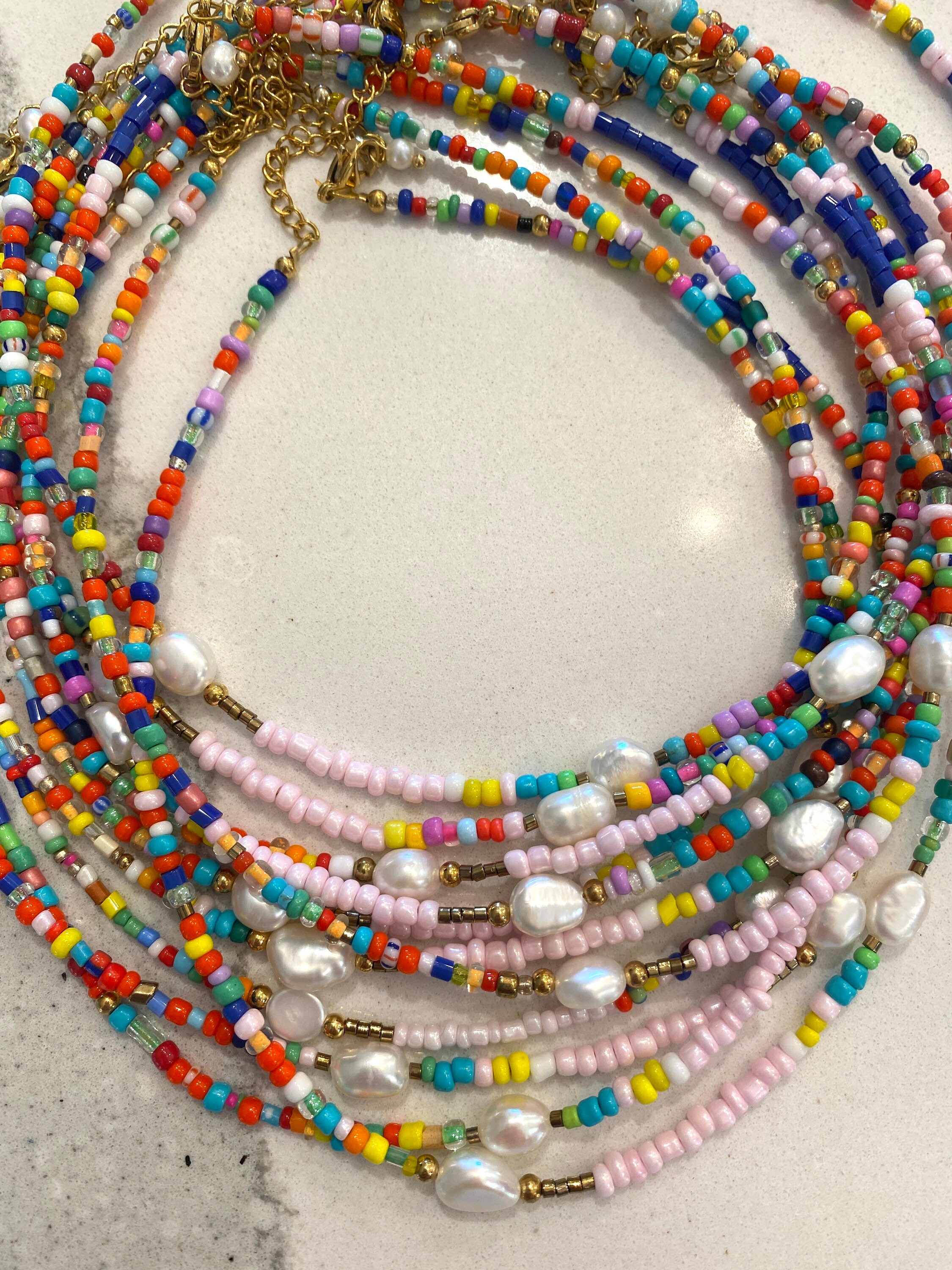 Colorful Beaded Necklace Beaded Necklace Layering Necklace Etsy