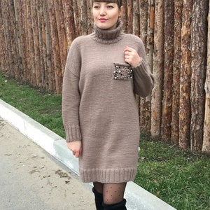 Sweater dress, Turtleneck sweater, Winter dress, Long sleeve dress, Oversized sweater dress, Sweater dress woman